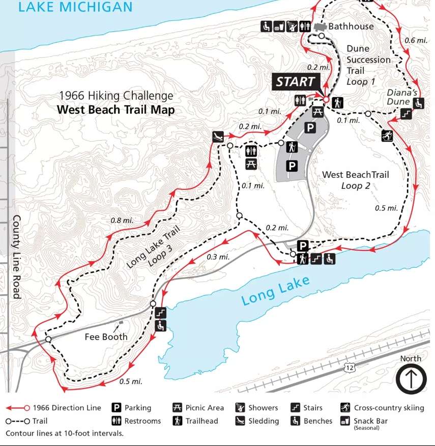 West Beach Trail is a Fascinating Part of the 1966 Hiking Challenge 78 west beach trail indiana dunes map panoramanow