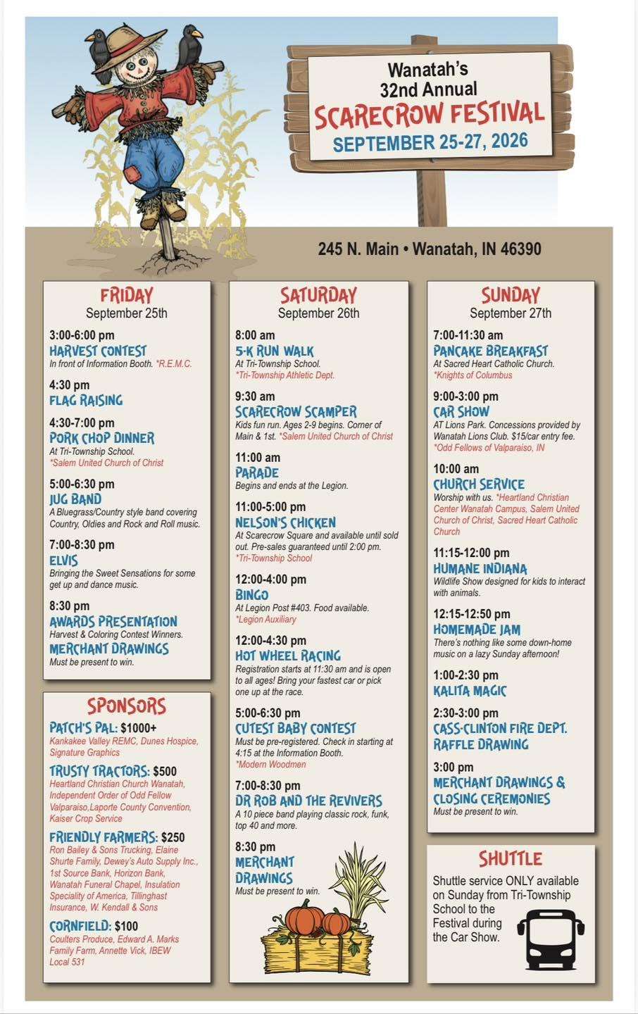 Wanatah Scarecrow Festival Entertainment Schedule 122 wanatah scarecrow fest entertainment schedule 2026 indiana