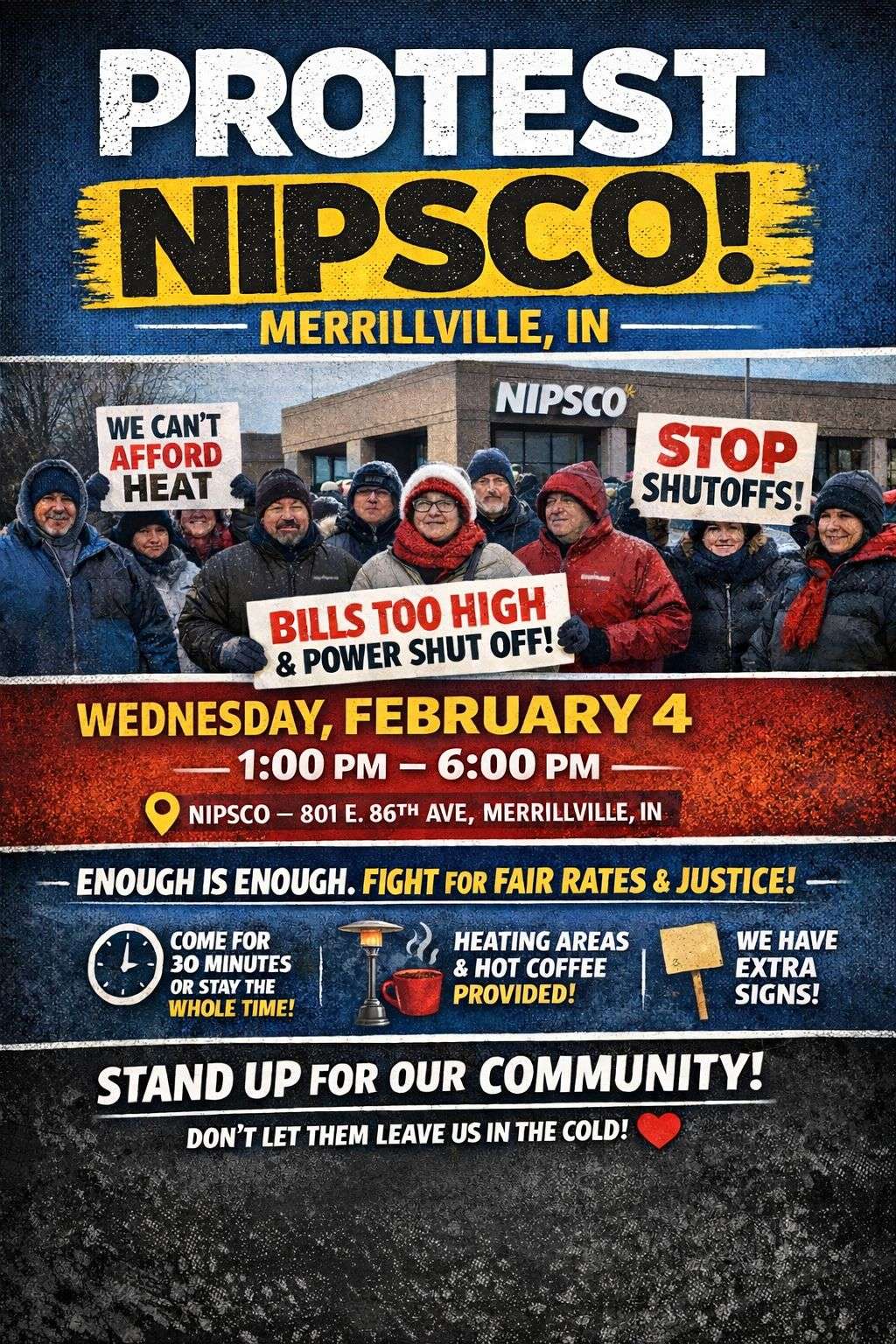 OVER 130,000 Homes about to get Shut Off by NIPSCO Utilities Due to Enormous Rate Increases 107 NIPSCO Utility Bill Increase Protest Merrillville Indiana
