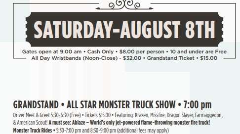 LAKE COUNTY fair complete schedule for saturday august 8th