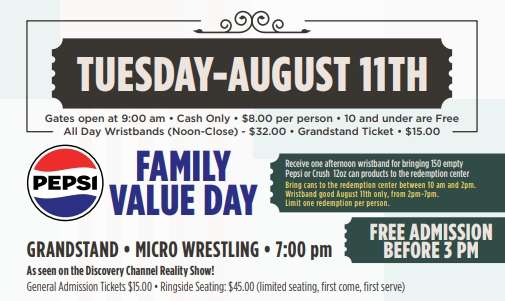 lake county fair complete daily schedule for tuesday august 11th crown point